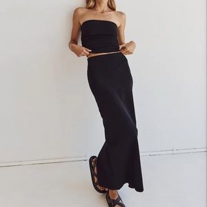 DISSH CARRIE BLACK MIDI SKIRT
